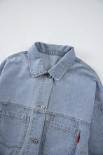 Load image into Gallery viewer, Striped Button Up Long Sleeve Denim Jacket