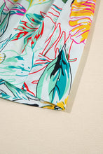 Load image into Gallery viewer, Ruffled Printed Tie Neck Blouse