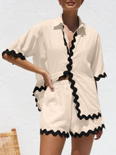 Load image into Gallery viewer, Contrast Trim Half Sleeve Top and Shorts Set