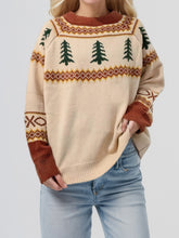 Load image into Gallery viewer, Graphic Round Neck Long Sleeve Sweater