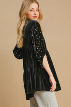 Load image into Gallery viewer, Umgee Pearl Detail Half Sleeve Velvet Babydoll Blouse