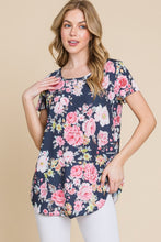 Load image into Gallery viewer, BOMBOM Floral Round Neck Short Sleeve T-Shirt
