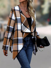 Load image into Gallery viewer, Plaid Open Front Long Sleeve Jacket