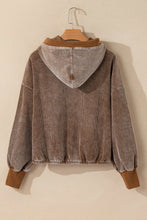 Load image into Gallery viewer, Drawstring Half Zip Long Sleeve Hoodie