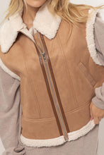 Load image into Gallery viewer, HYFVE Fur-Contrast Zip Up Suede Vest
