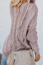 Load image into Gallery viewer, Cable Knit Lace Up V-Neck Sweater