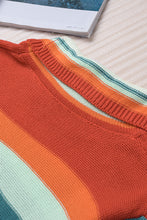 Load image into Gallery viewer, Contrast Striped Turtleneck Dropped Shoulder Sweater