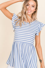Load image into Gallery viewer, BOMBOM Striped Round Neck Blouse