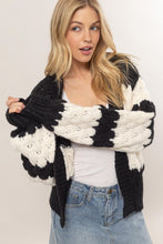 Load image into Gallery viewer, HYFVE Scallop Striped Open Front Long Sleeve Sweater Cardigan