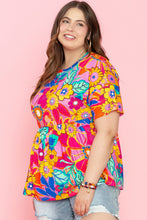 Load image into Gallery viewer, Plus Size Printed Round Neck Short Sleeve Top