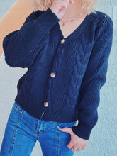 Load image into Gallery viewer, Cable-Knit V-Neck Button Down Long Sleeve Cardigan