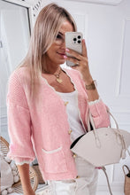 Load image into Gallery viewer, Contrast Trim V-Neck Long Sleeve Cardigan