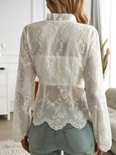 Load image into Gallery viewer, Devine Tied Frill V-Neck Long Sleeve Lace Top