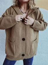 Load image into Gallery viewer, Dropped Shoulder Long Sleeve Hooded Cardigan