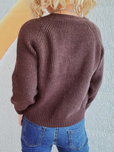 Load image into Gallery viewer, Cable-Knit V-Neck Button Down Long Sleeve Cardigan