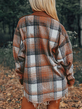 Load image into Gallery viewer, Plaid Collared Neck Button Up Shacket