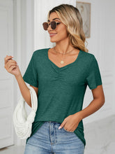 Load image into Gallery viewer, Ruched V-Neck Short Sleeve T-Shirt