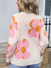 Load image into Gallery viewer, Flower Round Neck Long Sleeve Sweater
