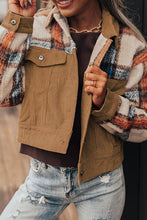Load image into Gallery viewer, Plaid Corduroy Flap Pockets Button Up Jacket