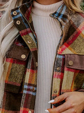 Load image into Gallery viewer, Pocketed Plaid Long Sleeve Jacket