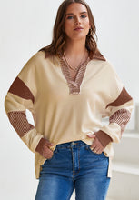 Load image into Gallery viewer, Color Block Johnny Collar Long Sleeve Sweatshirt