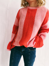 Load image into Gallery viewer, Color Block Round Neck Long Sleeve Sweater
