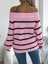 Load image into Gallery viewer, Striped Off-Shoulder Long Sleeve Sweater