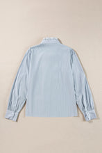 Load image into Gallery viewer, Lace Detail Striped Mock Neck Long Sleeve Shirt