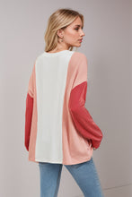 Load image into Gallery viewer, Double Take Texture Contrast Round Neck Long Sleeve T-Shirt