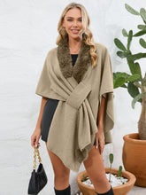 Load image into Gallery viewer, Fuzzy Trim Open Front Poncho