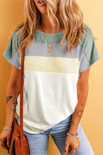 Load image into Gallery viewer, Color Block Round Neck Short Sleeve T-Shirt