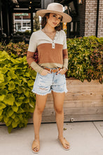 Load image into Gallery viewer, Color Block V-Neck Long Sleeve Top