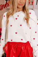 Load image into Gallery viewer, Heart Round Neck Long Sleeve Sweater