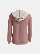 Load image into Gallery viewer, Full Size Waffle-Knit Contrast Long Sleeve Hoodie