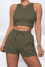 Load image into Gallery viewer, Round Neck Top and Drawstring Shorts Set