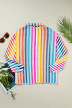 Load image into Gallery viewer, Striped Collared Neck Long Sleeve Shirt