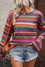 Load image into Gallery viewer, Contrast Round Neck Long Sleeve Top