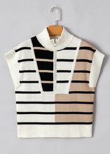 Load image into Gallery viewer, Striped Half Zip Sweater Vest