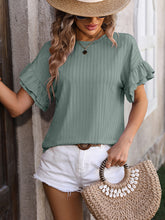 Load image into Gallery viewer, Ruffled Round Neck Short Sleeve Top