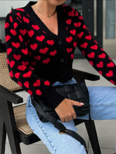 Load image into Gallery viewer, Valentine’s Day Heart V-Neck Cropped Cardigan