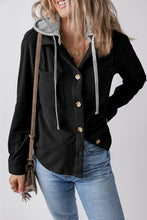 Load image into Gallery viewer, Drawstring Button Up Long Sleeve Hooded Jacket