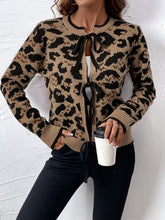 Load image into Gallery viewer, Perfee Tied Leopard Long Sleeve Cardigan