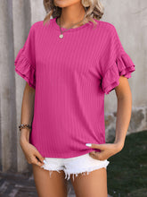 Load image into Gallery viewer, Ruffled Round Neck Short Sleeve Top