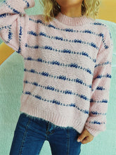Load image into Gallery viewer, Striped Round Neck Long Sleeve Sweater