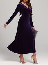 Load image into Gallery viewer, V-Neck Long Sleeve Velvet Dress