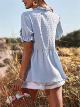 Load image into Gallery viewer, Frill V-Neck Short Sleeve Blouse