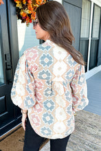 Load image into Gallery viewer, Tassel Tie Neck Balloon Sleeve Blouse