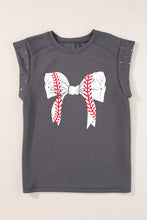 Load image into Gallery viewer, Studded Bow Graphic Round Neck Cap Sleeve T-Shirt