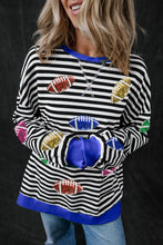 Load image into Gallery viewer, Sequin Football Striped Round Neck Long Sleeve Sweatshirt