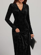 Load image into Gallery viewer, Rose Print V-Neck Long Sleeve Dress